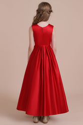 A-Line Chic Satin Ankle Length Flower Girl Dress Online